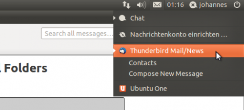 Thunderbird Ubuntu Messaging-Menü