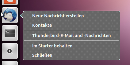 Thunderbird Ubuntu Quicklist