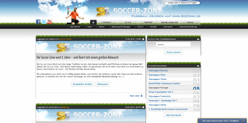 Soccer-Zone 4.0 Homepage