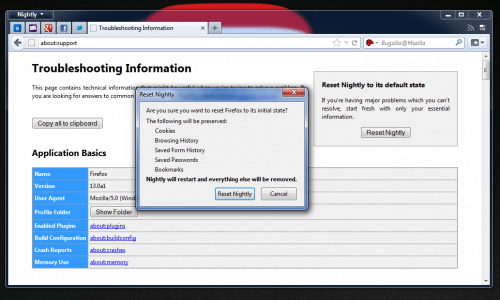 Reset Firefox