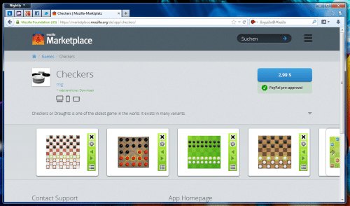 Mozilla Marketplace Detailansicht kostenpflichtig