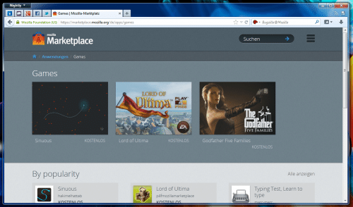 Mozilla Marketplace Kategorieansicht