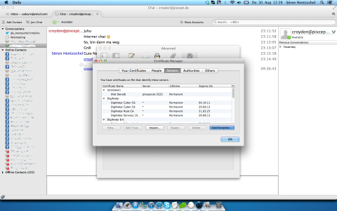 Thunderbird Instant Messaging Zertifikate