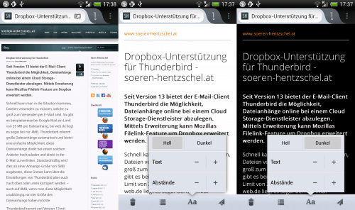 Firefox Mobile Lesemodus