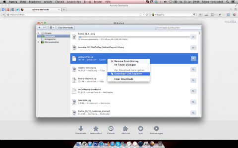 Firefox 20 Bibliothek Downloads