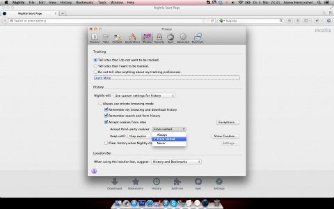 Firefox Third-Party-Cookies Einstellungen