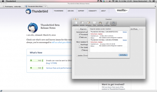 Thunderbird Update-Chronik
