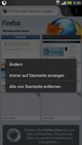 Firefox Mobile Startseite