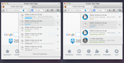 Firefox Neues Downloads-Panel-Design