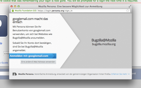 Mozilla Persona & Google Mail