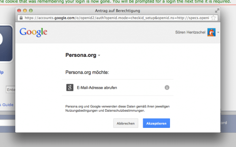 Mozilla Persona & Google Mail