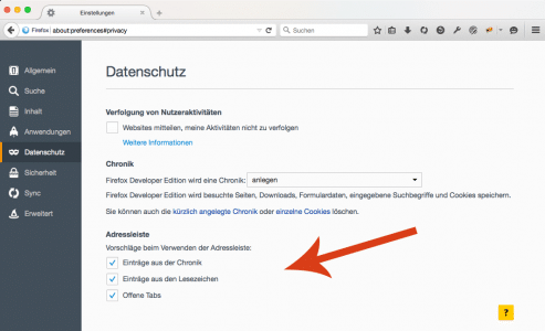 Firefox Adressleiste Vorschläge