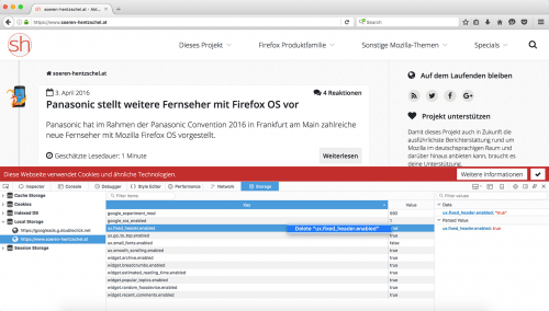 Firefox 48 Speicher-Inspektor