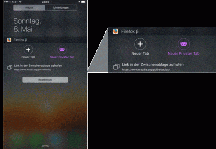 Firefox 4.0 für iOS: Heute-Widget