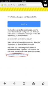 Firefox 4.0 für iOS: Zertifikatsfehler ignorieren