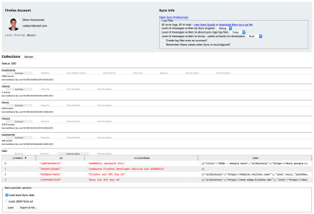 Firefox About Sync