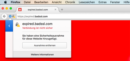 Firefox 47 HTTPS-Ausnahme