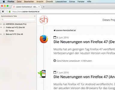 Firefox 47 Synchronisierte Tabs