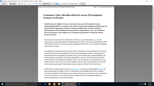 Firefox 49 Druckansicht Vereinfacht