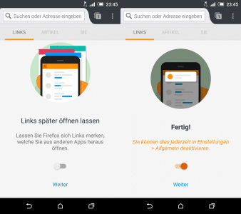 Firefox 49 Android Einführungstour
