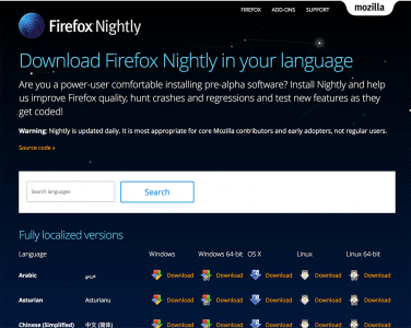 Firefox Nightly Downloadseite