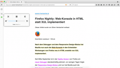 Firefox 52: Artikel vorlesen