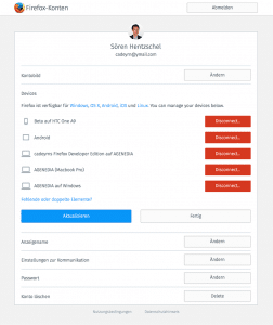 Firefox Account Geräte