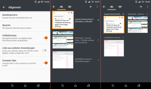 Kompakte Tab-Darstellung in Firefox 53 für Android