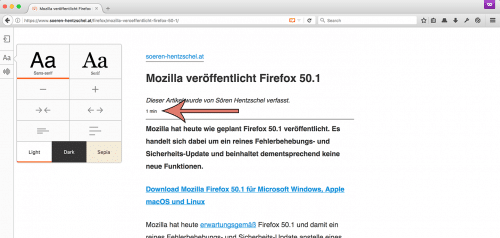 Lesedauer Firefox 53