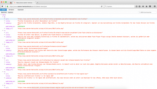 Firefox 53 JSON-Betrachter