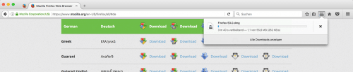 Firefox 53 Download-Geschwindigkeit