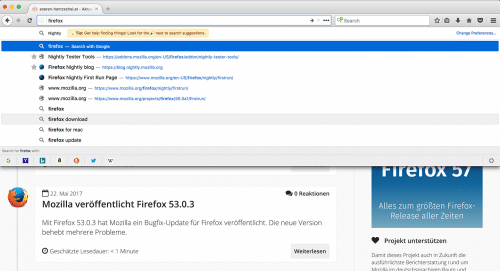 Adressleisten-Suche Firefox 55