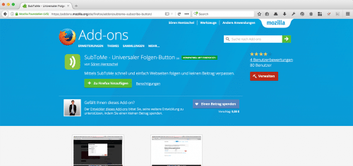 WebExtensions auf addons.mozilla.org