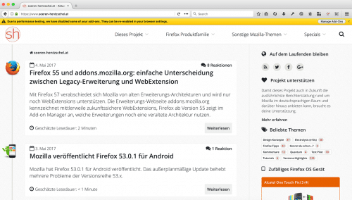 Legacy-Erweiterungen Firefox 55 Nightly