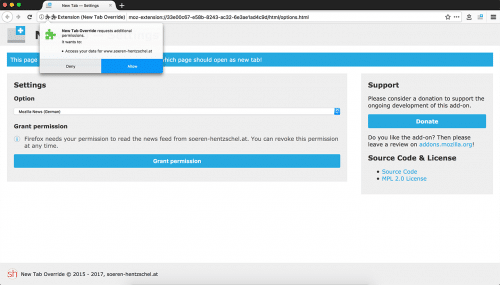 New Tab Override 7.0 Vorschau