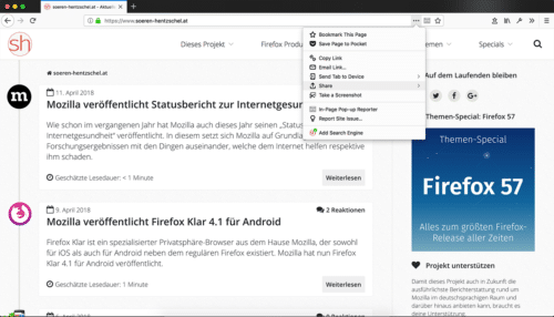 Firefox 61: Sharing