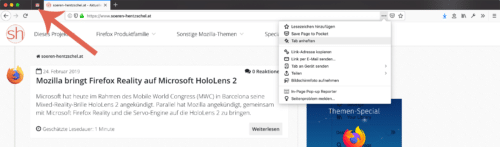 Tabs anheften in Firefox 67