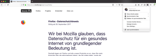 Sync-Button Firefox 67