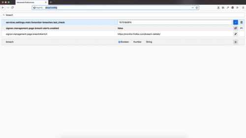 Neues about:config in Firefox 71