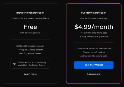Firefox Private Network Beta Preis