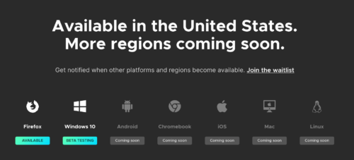 Firefox Private Network Beta Verfügbarkeit