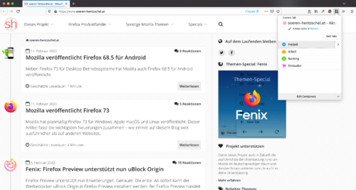 Multi-Account Containers für Firefox
