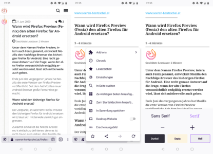 Firefox Preview 5.2 Leseansicht