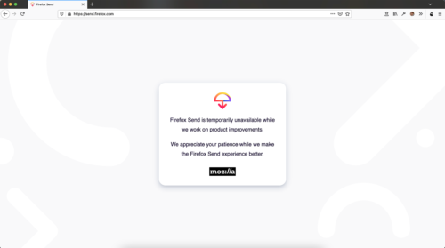 Firefox Send ist derzeit offline