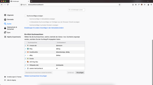 Suchmaschine hinzufügen in Firefox 82