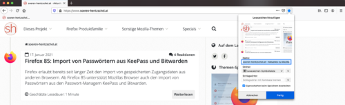 Lesezeichen-Verbesserungen in Firefox 85