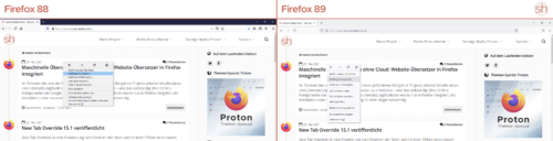 Firefox 89 Proton-Design