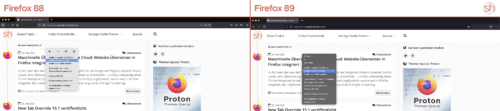 Firefox 89 Proton-Design