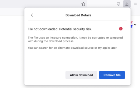 Firefox 93: unsichere Downloads