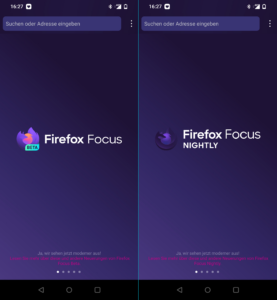Firefox Focus Beta und Nightly